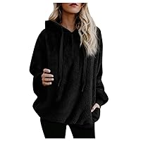 RMXEi Womens Hooded Flannel,Women Plus Size Hooded Sweatshirt Star Winter Warm Zipper Pockets Coat Outwear