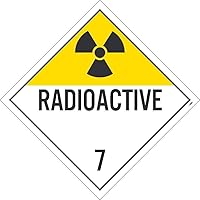 NMC DL16TB Radioactive Placard - 10.75 in. x 10.75 in. Card Stock Class 7 Dot Placard Sign with Black Text on White Base