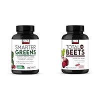 Force Factor Smarter Greens Tablets with 25+ Superfoods and Total Beets Beetroot Superfood Formula with 90 Vegetable Capsules Bundle