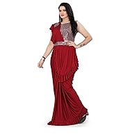 ready to wear sari Indian Woman Party Stitched Saree Sequin Stylish Blouse 628