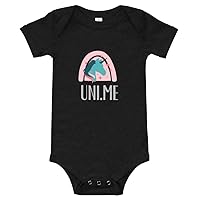 Uni.Me Baby Short Sleeve one Piece with Unicorn Design Dark Grey Heather