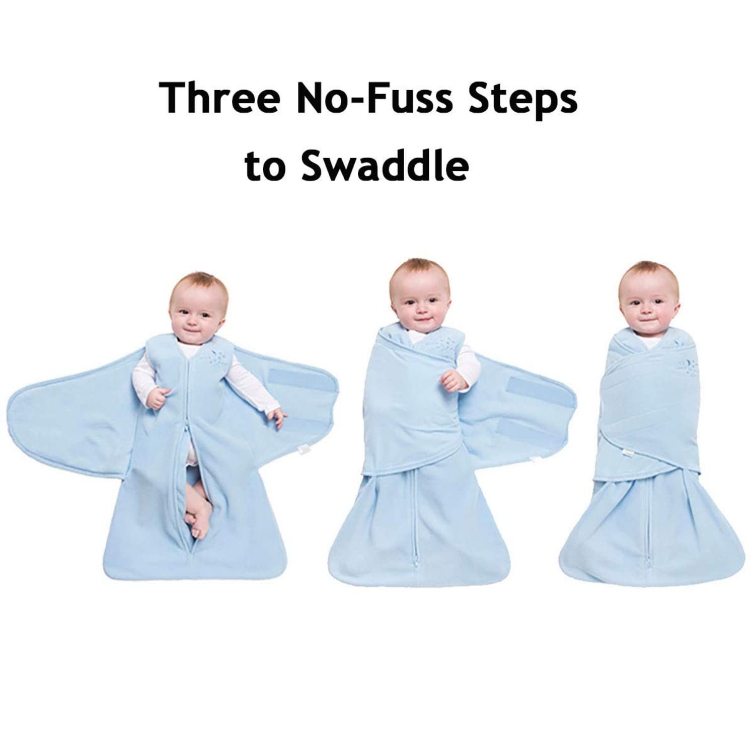 HALO Micro-Fleece Sleepsack Swaddle, 3-Way Adjustable Wearable Blanket, TOG 3.0, Baby Blue, Small, 3-6 Months