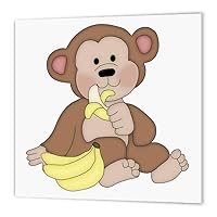 3dRose Cute Monkey with A Banana Illustration-Iron on Heat Transfer, 6 by 6