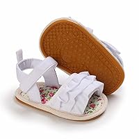 LAFEGEN Baby Girl Summer Sandals Non Slip Soft Sole T-Strap Infant Toddler First Walkers Crib Dress Shoes 3-18 Months 11 White, 3-6 Months Infant