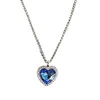 Heart Charm Necklace Rhinestones Pendant Necklace Wedding Jewelry Accessories for Women Girl Birthday Valentine Favors