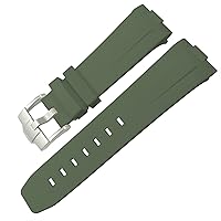 Rubber Watchband 23mm 22mm 24mm Watch Strap for Tudor Heritage Black Bay Bronze Pelagos Black Red Waterproof Sport Bracelets Watchbands (Color : Green, Size : 23mm)