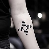 Zia Sun Symbol Temporary Tattoo Sticker (Set of 2) - OhMyTat