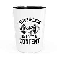 Body Builder Shot Glass 1.5oz - Reads menus - Exercise Equipment Tonal Gym Funny Weight Lifting Workout Coach Gym Coach