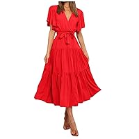 FQZWONG Summer Dresses for Women 2023 Party Casual Vacation Going Out Sundresses Ladies Fashion Elegant Beach Resort Wear
