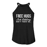 Free Hugs Just Kidding Don't Touch Me Letter Rocker Tank Tops Women Summer Halter Neck Sleeveless Workout Yoga Camis