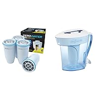 ZeroWater Official Replacement Filter 4-Pack + 10-Cup Ready-Pour 5-Stage Water Filter Pitcher