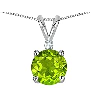 Solid 10k Gold Classic One Stone Round 7mm Pendant Necklace