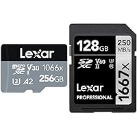 Professional 1066x 256GB MicroSDXC UHS-I Card & Professional 1667x 128GB SDXC UHS-II Card, Up to 250MB/s Read, for Professional Photographer, Videographer, Enthusiast (LSD128CBNA1667)