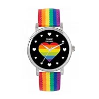 Pride Rainbow Heart Batons Mens Wrist Watch 42mm Case Custom Design