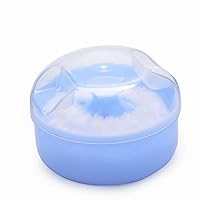 UTENEW Cosmetic Tool Baby Soft Face Body Powder Puff Sponge Box Container Case (blue)