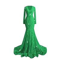 Long Sleeve Prom Dress Sequin Mermaid Evening Gowns Long Formal Dresses for Women 2024