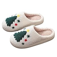 Manooby Christmas Reindeer Slippers for Women & Men,Cozy Santa Claus,Gingerbread Man,Christmas Tree Slippers Slides,Plush Warm Fluffy Shoes