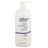 Alba Botanica Very Emollient Body Lotion -Original Unscented, 32 Ounce (Pack of 6)