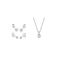 Elli Women's Earrings Set of 2 Basic Stud Earrings with Swarovski Crystals in 925 Sterling Silver