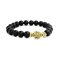 Bling Jewelry Unisex Spiritual Bali Gemstone Turquoise Onyx White Blue Black Round Bead Strand Angel Wing Buddha Stretch Bracelet For Women Teens Men Silver Plated Gold Plated Brass