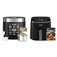 COSORI Rice Cooker Maker 18 Functions Multi Cooker, Stainless Steel Steamer, Warmer & Air Fryer TurboBlaze 6.0-Quart Compact Airfryer that Roast, Bake, Proof, 9 Functions