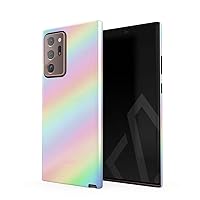 Compatible with Samsung Galaxy Note 20 Ultra Case Pastel Rainbow Unicorn Colors Ombre Holographic Tie Dye Pale Kawaii Aesthetic Heavy Shockproof Dual Layer Hard Shell+Silicone Protective Cover