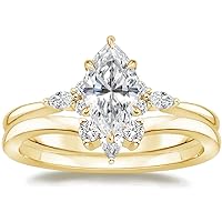 14k Yellow Gold Solitaire 1 CT Marquise Twisted Ring Band Moissanite Engagement Ring