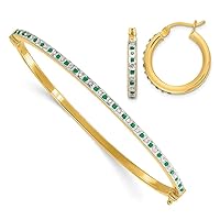 3mm Diamond Fascination Diamond Mystique 925 Sterling Silver 18k Gold Plated Diamond and Emerald Hoop Earrings And BReligious Guardian Angel Set Measures 3mm Wide Jewelry for Women