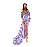 Long Sleeve Mermaid Prom Dresses for Women Strapless Sweetheart Sparkly Formal Evening Party Gown with Slit 2023 FL0052