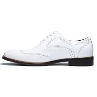 Mens Dress Shoes Business Formal Lace up Oxford Shoes for Men Ivory White