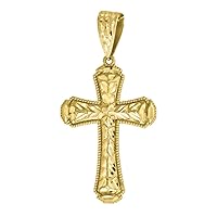 10k Gold Dc Nugget Mens Cross Height 61.9mm X Width 32.1mm Religious Charm Pendant Necklace Jewelry for Men