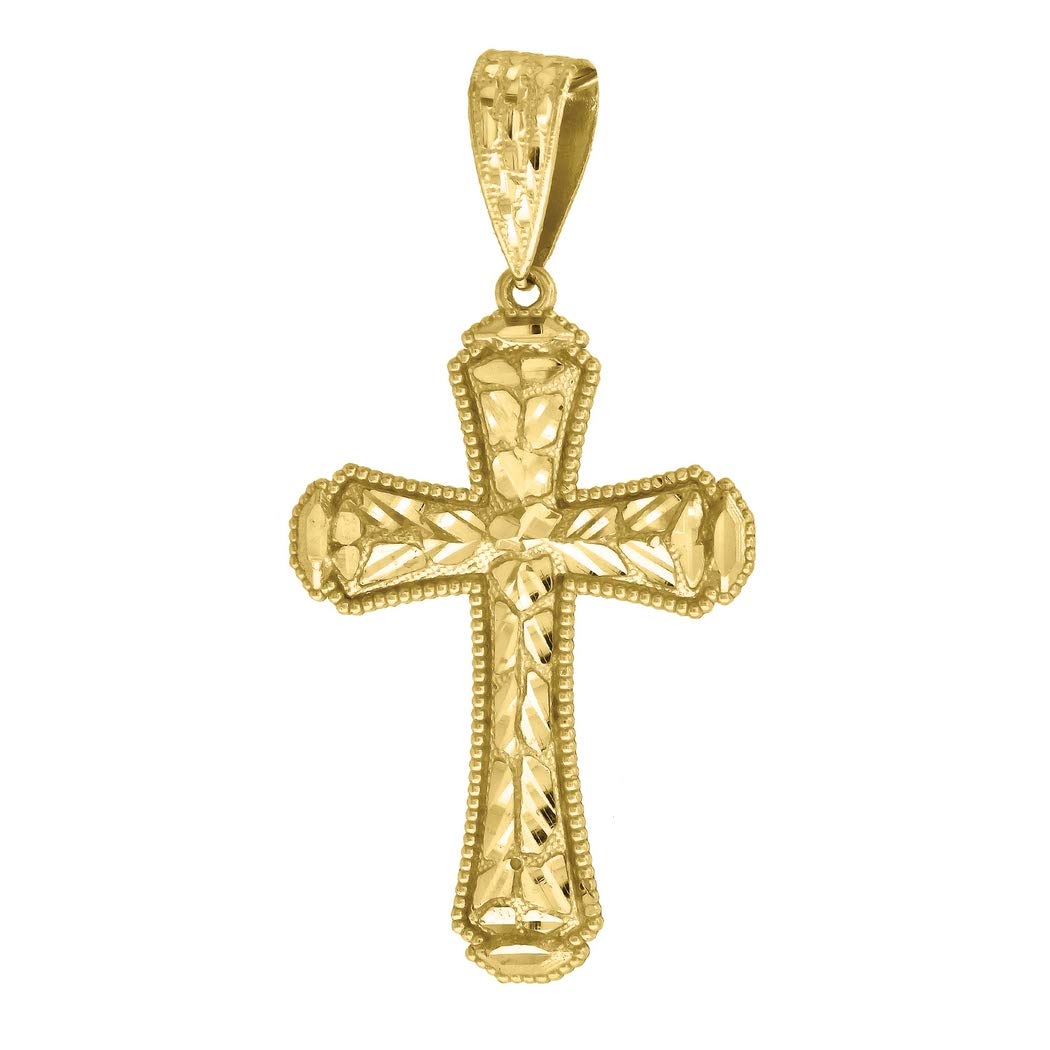 10k Gold Dc Nugget Mens Cross Height 61.9mm X Width 32.1mm Religious Charm Pendant Necklace Jewelry Gifts for Men