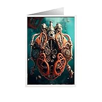 ARA STEP Unique All Occasions Human Anatomy Steampunk Greeting Cards Assortment Vintage Aesthetic Notecards 3 (Lungs Steampunk set of 4, 148.5 x 210 mm / 5.8 x 8.3 inches)