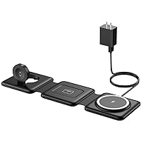 Magnetic Wireless Charger for iPhone: Fodable 3 in 1 Charging Station for Multiple Apple Devices - Travel Charging Pad Dock for Apple Watch iPhone 15 14 13 12 Pro Max Plus & Airpod