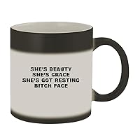 She's Beauty She's Grace She's Got Resting Bitch Face - 11oz Ceramic Color Changing Mug, Matte Black