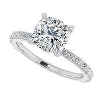 10K 14K 18K Solid White Gold Handmde Engagement Ring 1.0 CT Cushion Cut Moissanite Diamond Solitaire Wedding/Bridal Ring for Women/Her Proposes Rings