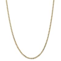 14k Gold 3mm Concave Nautical Ship Mariner Anchor Chain Necklace Jewelry for Women - Length Options: 16 18 20 22 24 26