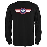 Old Glory American Star Black Adult Long Sleeve T-Shirt - 2X-Large