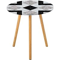 Marble Round Side Table Cloth, Nostalgic Stone Regular Design, White Bedside Table Coffee Coffee Table Tablecloth for Living Room, Bedroom, Small Space, Fits 20
