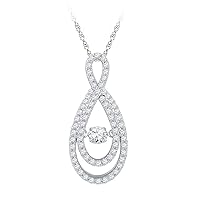 The Diamond Deal 10kt White Gold Womens Round Diamond Moving Twinkle Solitaire Teardrop Pendant 3/4 Cttw