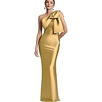 Women's Wedding Guest Dress Satin One Shoulder Gowns and Evening Dresses Prom Gowns Formal Dresses Party Long Dresses
