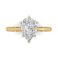 2.5 carat Pear Cut Genuine Clear Diamond Bridal Wedding Anniversary Proposal 18K Yellow Gold Designer Solitaire Ring