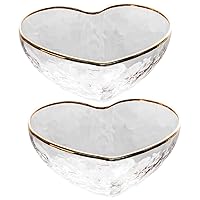 Zerodeko Coquette Room Decor 2pcs Glass Heart Bowl Heart-shaped Salad Bowls Clear Serving Bowls Irregular Bowls Gold Tempered Dessert Dishes for Fruits Salad Dessert Ice Cream Halloween Candy Bowl