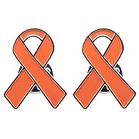 2 Pc Kidney Cancer Awareness Jewelry-Quality Enamel Ribbon Pins With Clutch Clasp - 2 Pins - Show Your Support For Kidney Cancer Awareness