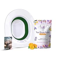Fivona Yoni Steaming Kit for Toilet Seat - Sunrise Recipe - Natural Herbs for V-Steaming and Sitz Bath Soaking Seat Bundle - Steam Bowl for Relaxing Steam Therapy, Detox and Fertility Increase