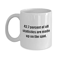 Funny Coffee Mug - 42.7 percent of all statistics are made up on the spot. - White 11oz