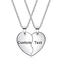 2PCS/Set Matching Heart Couple Necklace Interlocking Necklace for Lover Couple BFF Custom Text