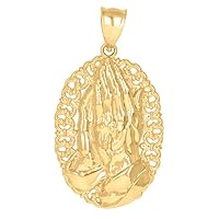 10k Yellow Gold Mens Praying Hands Religious Symbol Charm Pendant Necklace Jewelry Gifts for Men