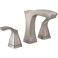 Delta Faucet Tesla Widespread Bathroom Faucet Brushed Nickel, Bathroom Faucet 3 Hole, Diamond Seal Technology, Metal Drain Assembly, Stainless 3552-SSMPU-DST