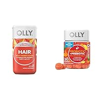 OLLY Ultra Strength Hair Softgels, Supports Hair Health, Biotin, Keratin & Probiotic + Prebiotic Gummy, Digestive Support and Gut Health